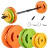 Tunturi 14TUSCL353 Pesi Palestra per Allenamento Aerobico - Dischi Palestra in Plastica - 1 Barra Componibile inclusa - 20 Kg, Unisex - Adulto, Orange, Green, Yellow, 20 kg