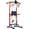 AuraCraft Power Tower, Dip Station, barra per trazioni multifunzione, con barra di trazione, regolabile in altezza da 169 a 210 cm (nero + rosso, 74 x 81 cm)