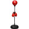 RELAX4LIFE Sacco da Boxe con Guantini per Adulti e Bambini - Punching Ball da Terra Altezza Regolabile da 120 a 154 cm, con Base Stabile Riempibile,Rosso Nero