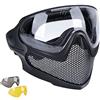WISEONUS Maschera Tattica per Paintball e Softair CS Wargame BB Guns Protezione Integrale in Maglia d'Acciaio con Occhiali per Casco Veloce
