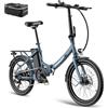 Fafrees Bici Elettrica Pieghevole Donna Uomo 20 Pollici, 36V 16.75Ah Bicicletta Elettrica 250W Ebike da Città, 90KM Pedalata Assistita E-bike, 7 Velocità, F20 Light Upgrade Blu