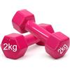 OISE ART STORE Trade Shop - Coppia di Manubri in Vinile da 2kg Ognuno Manubri Pesi Palestra Fitness Rosa
