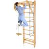HOMASIS Spalliera Svedese con Scala di Corda e Trapezio Rotondo in Legno, Spalliera Palestra Scala da Interno per Allenamento, Parete Arrampicata per Bambini e Adulti, Portata Massima di 100 kg