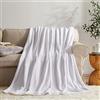 KMUSET Coperta in pile per letto matrimoniale, bianca, leggera, super morbida e accogliente coperta in microfibra