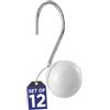 Creative Scents Ganci bianchi per tenda da doccia, set di 12 anelli bianchi per asta da doccia da bagno, robusti ganci decorativi per tenda da doccia, anelli da doccia facili da scivolare per tenda
