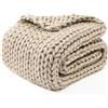 YNM Coperta grossa, di peso medio, lavorata a maglia, delicata sulla pelle, ventilata e traspirante, lavabile in lavatrice, pezzo d'arredo per divano, divano e letto (colore: beige, 101 x 127 cm)