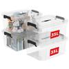 Cetomo 35L*4 Scatole di Stoccaggio in Plastica, Scatole Portaoggetti con Coperchio, Organizzatore con Manico, Contenitori per Casa e Ufficio, Impilabile, Resistente, Trasparente, 35L - Confezione da 4
