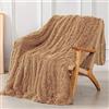 Tuddrom Coperta decorativa extra morbida in finta pelliccia, misura doppia, reversibile, soffice, leggera, a pelo lungo, coperta a pelo lungo, comoda coperta in microfibra per divano, letto, cammello