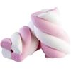 Generico Marshmallow Treccia Multicolore Senza Glutine, 1 kg, per Compleanni, Battesimi, Nascite ed Eventi (Bianco Rosa)