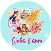 Generico Cialda per Torta Winx Personalizzata ostia Decorazione per Torte ostie tonda o quadrata nome e età idea Bloom, Stella, Flora, Musa, Tecna e Aisha decorazione fai da te