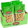Auriemma Frutta Secca Arachidi Tostate con Guscio 1,5kg (6 x 250g) - Snack Naturale Croccante Ricco di Proteine - Ideale per Aperitivi, Spuntini e Feste (1500g)
