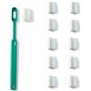 Caliquo - Confezione Spazzolino da denti Ricaricabile: 1 Manico Bioplastica + 11 Ricariche | Zero Rifiuti, Testine intercambiabili | Ecologico | Made in France (Verde, morbido)