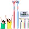 Gienslru Sensory Joy Spazzolino da denti a 3 lati, Spazzolino da denti a tre lati, setole morbide a forma di V, pulisce ogni dente per coprire completamente lo spazzolino (2 pezzi-C (bambino)