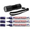 Edding pennarello speciale Edding 8280 UV Marker invisibile, 1,5-3 mm, incolore, 3er Pack, UV Marker + UV Lampe, 1