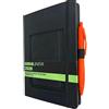 PRESTIGE & DELUXE Agenda Notebook Tinta Unita Pool Over 2026 F.to 21x15 cm F.to A5 nera Blocco fisso - pagine puntinate a 5 mm - copertina Similpelle con tasca elastica portatelefono + penna a scatto e segnalibro