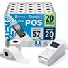 Glowell Rotoli POS 57x20 m di Lunghezza in Carta Termica con foro da 12 mm - Stampa Scontrini alta qualità, Rotoli Cassa per Stampante Termica Scontrini Bancomat, Carta Pos Made in Italy (20pz)