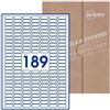 Avery Etichette adesive in carta bianca, rettangolari formato 25,4x10mm, 189 etichette per foglio, 50 fogli, formato foglio A4, adesivo permanente, stampanti laser e inkjet, scrivibili a mano