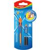 Keyroad EXACT - Penna stilografica per bambini, con 2 cartucce di inchiostro, impugnatura ergonomica, colore: blu