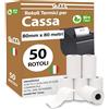 G.M. DISTRIBUZIONE GM 50 Rotoli Cassa 80x80 Termica Fiscale Omologati, Registratore di Cassa Fiscale, BPA FREE, Lunga Durata, Larghezza 80mm x 80 metri, Diametro 72mm, Foro 12mm, 5 Confezioni da 10 Rotoli termici