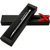 Generico penna personalizzata a scatto in alluminio con incisione laser con confezione regalo - messaggio auguri 0 - refil ricarica (Grigio scuro)