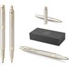 PARKER IM Professionals - Set di penne a sfera e penna roller in bianco e nero con incisione, penna premium, confezione regalo, personalizzata, incisa, anniversario (champagne)