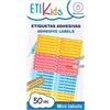 ETIKIDS Etichette Adesive Personalizzate per segnare matite e penne. Etichette adesive in vinile impermeabili colorate per bambini a scuola e all'asilo. Dimensioni 4,6 x 0,6 cm (100)