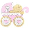 Albalù Magnete Bomboniera Nascita Battesimo Rosa - Calamita Legno Orsetto Carrozzina 5x4 cm - Segnaposto Confettata per Bimbo e Bimba Idea Bomboniere