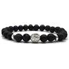 KARDINAL WEIST leone argento onice - lava bracciale, perle di gemma, king - lion -gioielli per uomo, animale di potere - coraggio - protezione (S)