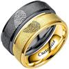 Hsumonre Personalizzare Glassato Cuore Anello di impronte digitali Testo inciso per le coppie Best Friends Matte Coppia gioielli Regalo di compleanno Anello fasce in acciaio al titanio 6mm nero oro