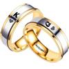 Hsumonre Forever Love Couple Rings Anelli di promessa incisi con zirconi cubici FEDI Nuziali Regali di Fidanzamento Titanio Acciaio Inossidabile Dorato