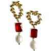 Handmade Orecchini Laurea con Cristalli Rossi e corona di Alloro