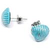 Generic Orecchini a lobo con conchiglia azzurra e argento 12x10 mm