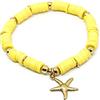 Generic Bracciale elastico con perline heishi gialle e stella marina oro
