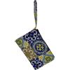 Handmade Pochette Artigianale Made in Italy con Cinturino da Polso, Beauty Case in Cotone, Design Maioliche Siciliane o Limoni, Chiusura a Zip. (maioliche, mod.3)