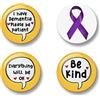 Generic Dementia Badge Set, Alzheimers Badge Set, 4 Badges, Badge Packs, 32mm, I Have Dementia, I Have Alzheimers, Be kind, Everything will be ok, Awareness ribbon badge, Memory Loss (Dementia Badge Set)