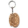 Faltec Portachiavi personalizzato compatibile con Mila n in legno con nome personalizzato- Portachiavi squadra del cuore rosso- nero
