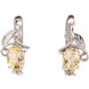 Handmade Natural Citrine Earrings with Leaf Charm Handmade 925 Sterling Silver Designer Prong Setting Lightweight Earrings with Russian Lock
