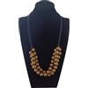 Generico collana multifilo boho chic perle di legno grandi bronzate media lunghezza regalo donna