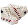 C'era una volta un filo Scarpette tipoconverse Vari Colori Bimbo Bimba. Fatte a Mano ad Uncinetto in Lana Merinos. Neonato 0-3 Mesi. Bootie Handmade (Bianco)