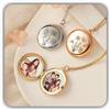 Generic Gioielli unici Hnadmade - Collana medaglione personalizzata - Medaglione di fiori di nascita combinato - Gioielli fotografici con incisione - Collana medaglione fotografico