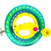 Flying Hoofer Mulinello per aquiloni (verde) per bambini e adulti, diametro 18 cm, corda ad alta resistenza con connettore, manico grande, blocco di sicurezza, avvolgicavo per aquiloni per volo e