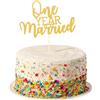AmarYYa Topper per torta sposata di un anno - Decorazioni per torta con glitter oro per il primo anniversario, decorazioni per feste di nozze