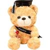 FGen Orsacchiotto per la Laurea, 23 cm, Orsetto di Peluche, Regali Laurea, Diploma e Cappello di Dottore, per Scuola Laurea Decoro, Regali di Laurea per Studenti (Cappello nero, marrone chiaro)