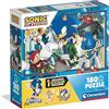 Clementoni - Puzzle per Bambini 180 Pezzi Supercolor, per Bambini 7+ Anni, Illustrazione con Personaggi dal Cartone Sonic, con Sticker Inclusi, Idea Regalo, Made in Italy, 48,5x33,5 cm, 29798