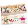 Itian Puzzle Famiglia Orso Legno Dress-up Puzzle Scatola Giocattoli,DIY Puzzle Orso Cambia Vestiti