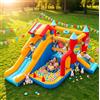 FOOING Castello Gonfiabile per Bambini, FOOING 9 in 1 Casa Rimbalzo Gonfiabile con Soffiatore Aria, Trampolino, Scivolo, Rastrello Basket, Muro Arrampicata, Casa Gonfiabile Interna per Festa Compleanno