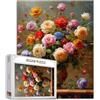 Tucocoo Rose colorate in vaso, puzzle per adulti, 1000 pezzi, puzzle astratto vintage floreale artistico, puzzle colorato fai da te per la decorazione della casa, regali, puzzle di famiglia, perfetto