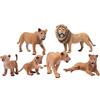 JOKFEICE Giocattolo a forma di leone, 6 pezzi, figure realistiche di animali selvatici, in plastica, giocattoli educativi per l'apprendimento degli animali della giungla, giocattoli educativi per il