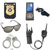 ZUCOS Costume da poliziotto per bambini, Poliziotto con manette, occhiali da sole, distintivo, Detective, Cop, Swat, accessori per gioco di ruolo, costume per Halloween, travestimento (A, Medium)