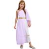HULIJA Costume della dea Greca per Bambina Vestito di dea Greco Athena Toga con Corona Alloro Dorata Abito Greco Romano Halloween Lanvanda 11-12 anni